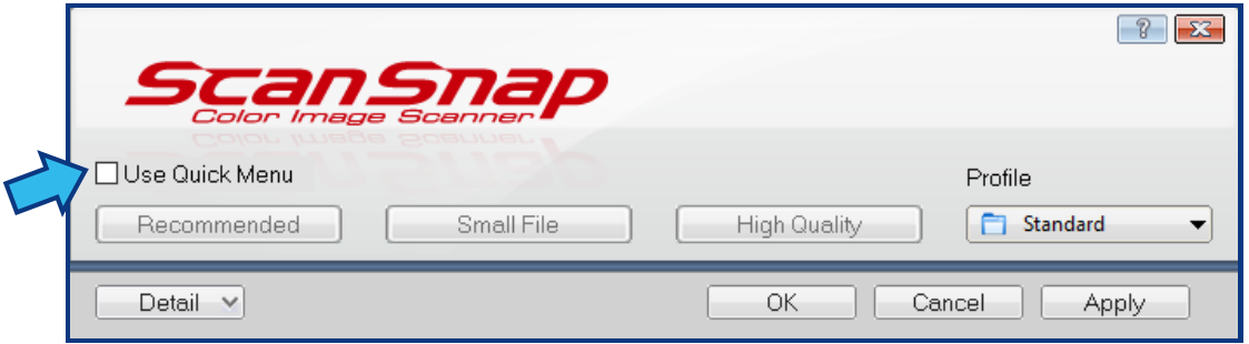 disable quickmenu scansnap
