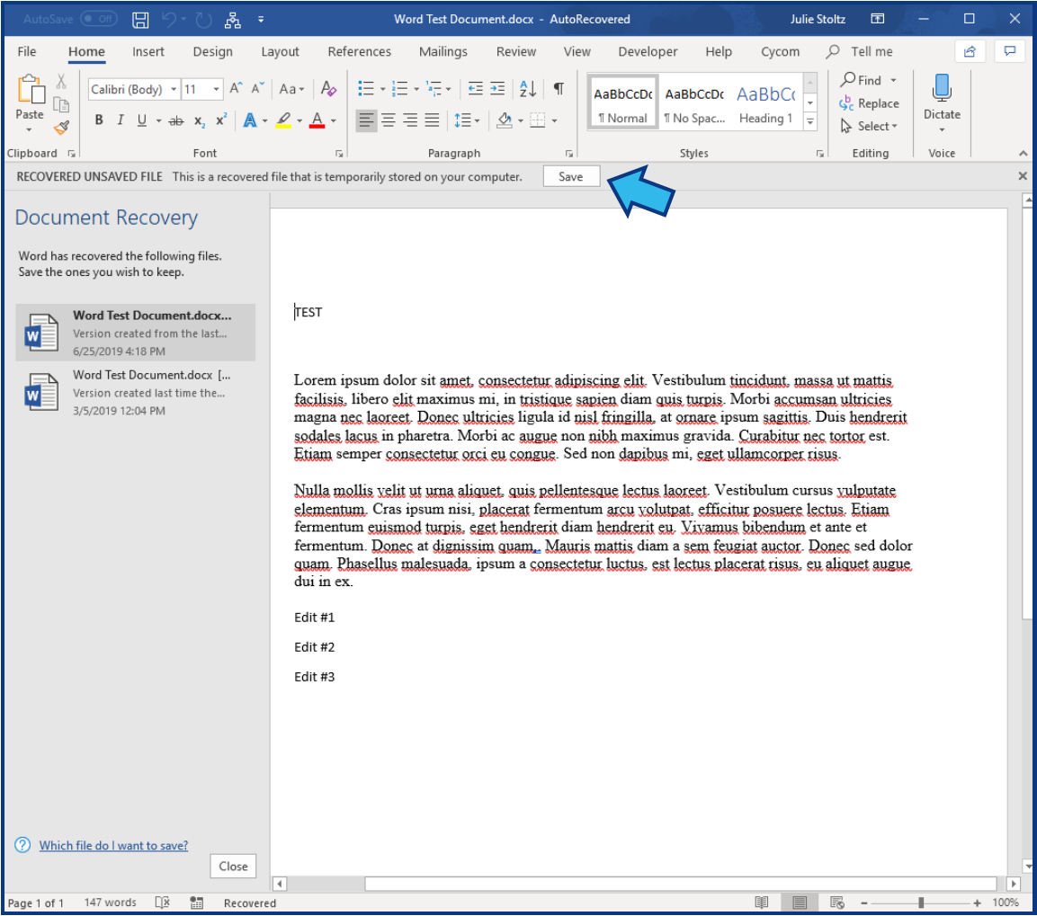 Recover An Auto-Saved File Word File – Cycom Help Center