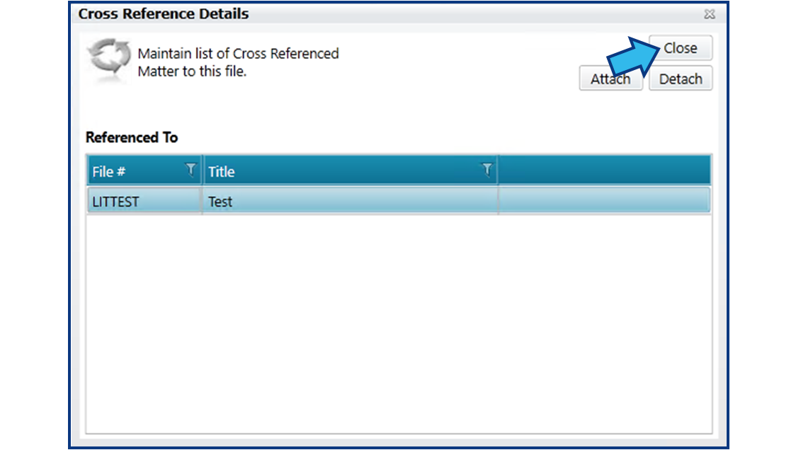 Cross Reference a Matter Help Center